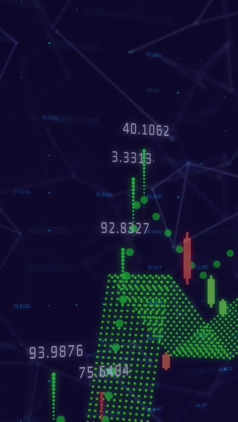 Digital animation of financial data processing and network of connections Stock Footage 322955636