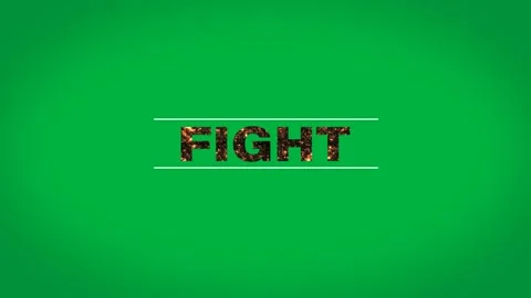 Digital animation of fire burning fight text in between two parallel lines Stock Footage 324947514