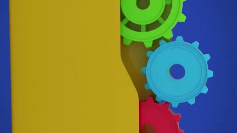 Digital animation of folder and setting icon against blue background Stock Footage 312610186