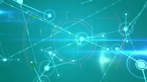 Digital animation of glitch effect over glowing network of connections against Stock Footage 327585718
