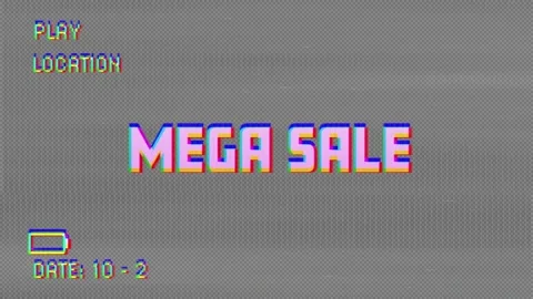 Digital animation of glitch vhs effect over mega sale text against black Stock Footage 155340075