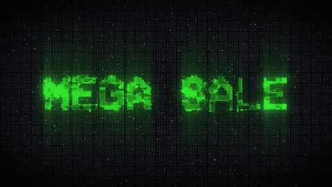 Digital animation of glitch vhs effect over mega sale text Stock Footage 232992277