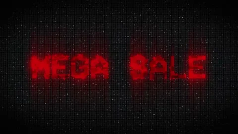 Digital animation of glitch vhs effect over mega sale text Stock Footage 232992336