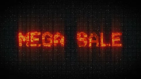 Digital animation of glitch vhs effect over mega sale text Stock Footage 232992492