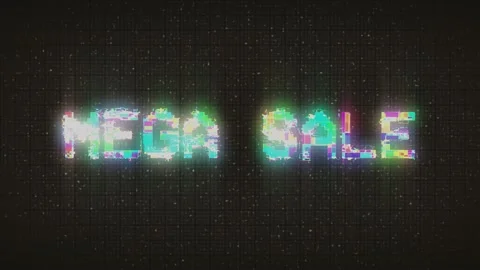 Digital animation of glitch vhs effect over mega sale text Stock Footage 232992807