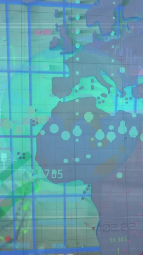 Digital animation of global finance data and networking in an office setting. Stock Footage 344613992