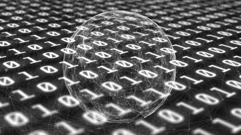 Digital animation of globe of network of connections against binary coding on Stock Footage 146565742