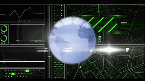 Digital animation of globe over digital over globe against data processing on Stock Footage 330413033