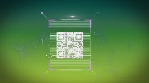 Digital animation of glowing qr code against glowing neon blue tunnel on black Stock Footage 326424437