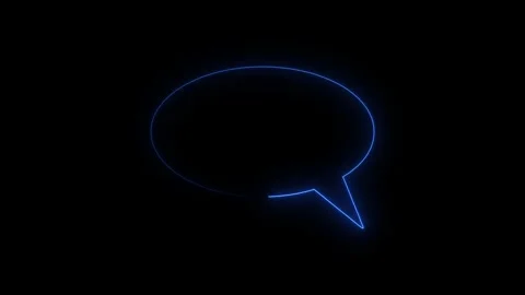 Digital animation of a glowing speech bubble in dark background Stock Footage 345771941