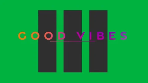 Digital animation of gradient good vibes text over three rectangle shapes Stock Footage 324846038