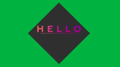 Digital animation of gradient hello text over square shape against white Stock Footage 324846037
