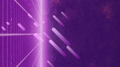 Digital animation of graphical displays falling over grid pattern against violet Stock Footage 312411265