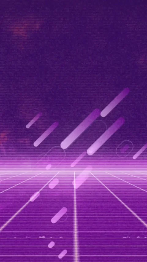 Digital animation of graphical displays falling over grid pattern against violet Stock Footage 322560775