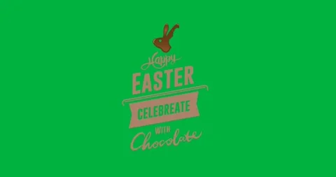 Digital animation of happy easter text banner with easter bunny icon against Stock Footage 318432688