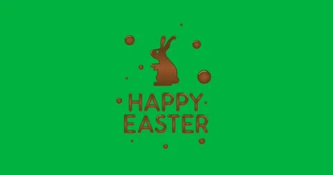 Digital animation of happy easter text banner with easter bunny icon against Stock Footage 318432689