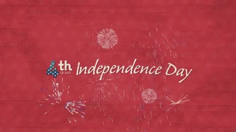 Digital animation of happy independence day text banner over fireworks exploding Stock Footage 328095580