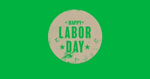 Digital animation of happy labor day text over round grunge grey banner against Stock Footage 325566025