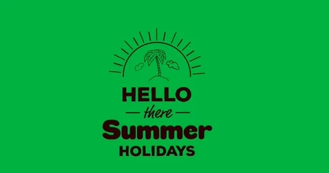 Digital animation of hello there summer holidays text banner against transparent Stock Footage 318379784