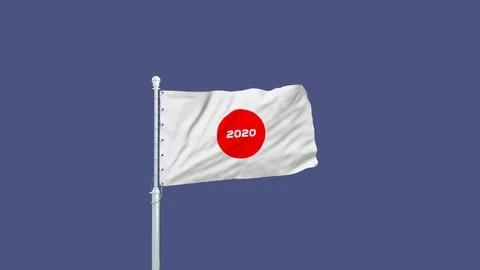Digital animation of the Japanese flag waving in the wind Stock Footage 124653653