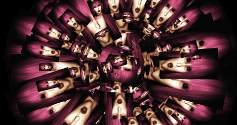 Digital Animation of kaleidoscopic Faces Stock Footage 91141587