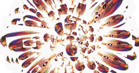 Digital Animation of kaleidoscopic Faces Stock Footage 91152150