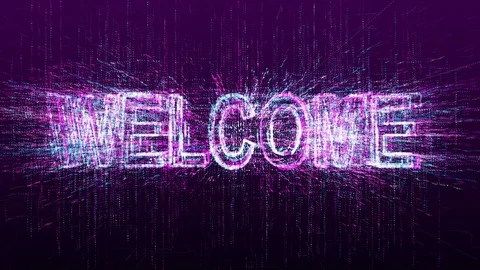 Digital animation lettering Welcome to the virtual space of the future Stock Footage 104846647