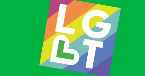 Digital animation of lgbt text over square rainbow banner against black Stock Footage 318862362