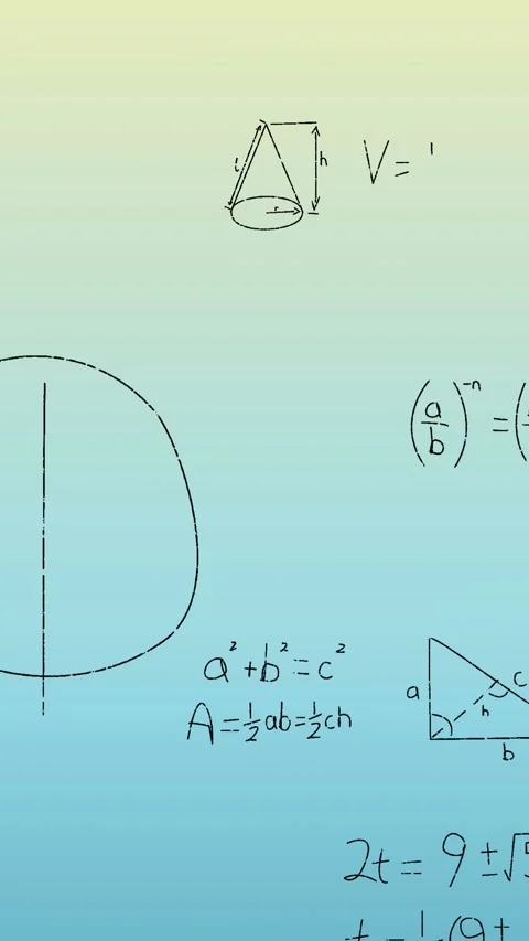 Digital animation of math problems on a green background showcases global Stock Footage 321171998