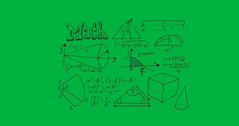 Digital animation of math text with mathematical equations and diagrams against Stock Footage 325645961