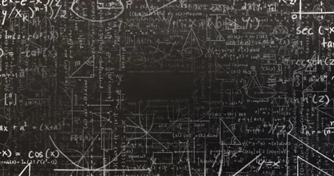 Digital animation of mathematical equations and diagrams moving against black Stock-Footage 143574524