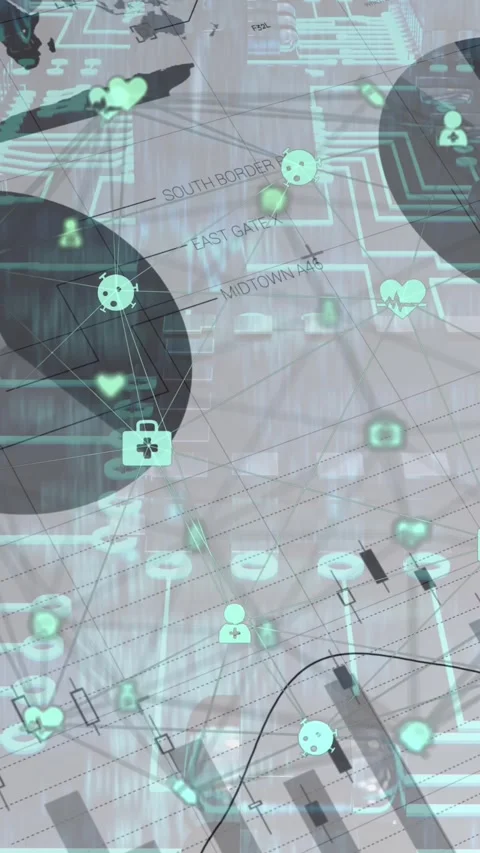 Digital animation merges microprocessor and finance data, highlighting global Stockbeeldmateriaal 323682232