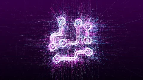 Digital animation of microchip sign in virtual space Video stock 104817463