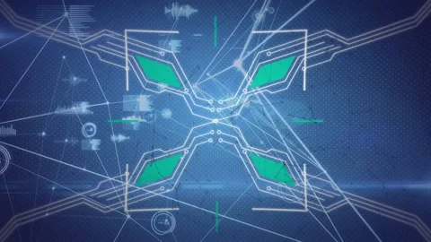 Digital animation of microprocessor connections against network of connections Vídeo Stock 157192445