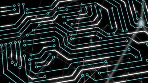 Digital animation of microprocessor connections and network of connections Vídeo Stock 220355869