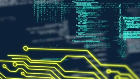 Digital animation of microprocessor connections over data processing against Vídeo Stock 157683259