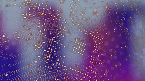 Digital animation of microprocessor connections over colorful gradient Vídeo Stock 326755963