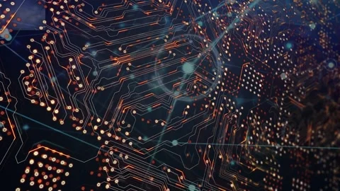 Digital animation of microprocessor connections over network of connections Vidéo 327007271