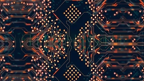 Digital animation of microprocessor connections over scale measurements against 스톡 동영상 329687632