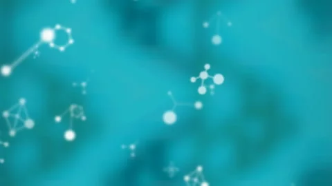 Digital animation of molecular structures against seamless pattern design on Stock Footage 312582890