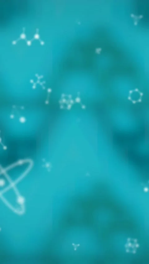 Digital animation of molecular structures against seamless pattern design on Stock Footage 343615237