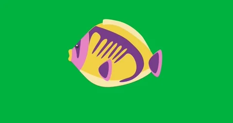 Digital animation of multicolor fish icon against black background Stock Footage 318999838