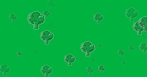 Digital animation of multiple broccoli icons floating against black background Stock Footage 347296684
