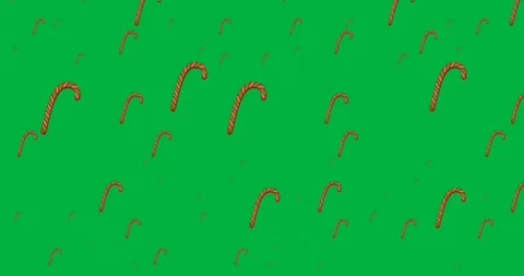 Digital animation of multiple candy cane icons falling in seamless pattern Stock Footage 318815756