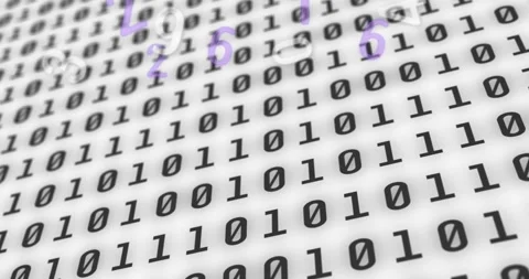 Digital animation of multiple changing numbers against binary coding data Stock Footage 329364195