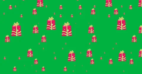 Digital animation of multiple christmas gift icons in seamless pattern against Video stock 318815707