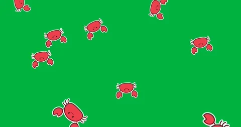 Digital animation of multiple crab icons falling against black background Stock Footage 325566147