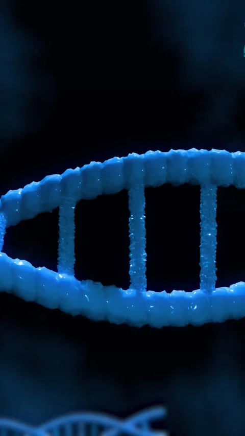 Digital animation of multiple dna structure spinning against blue background Stock Footage 341918400