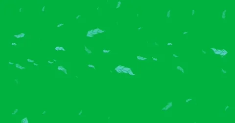 Digital animation of multiple green feather icons falling against black Video stock 318570549