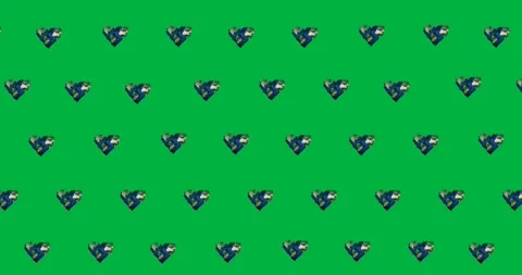 Digital animation of multiple heart shaped globe icons in seamless pattern Stock Footage 318942312